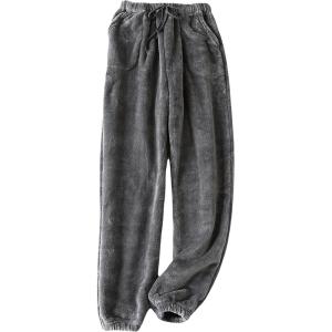 imageYeokou Womens Fleece Pajama Pants Fuzzy Lounge Bottoms Warm Fluffy Sleepwear with PocketsGrey