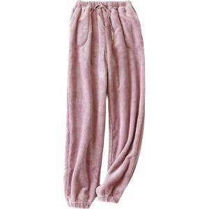 imageYeokou Womens Fleece Pajama Pants Fuzzy Lounge Bottoms Warm Fluffy Sleepwear with PocketsPink