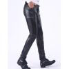 imageYeokou Mens Business Casual High Waist Straight Leg PU Faux Leather Biker PantsBlackskinny Leg