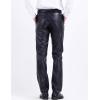 imageYeokou Mens Business Casual High Waist Straight Leg PU Faux Leather Biker PantsBlackstraight Leg
