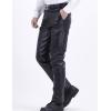 imageYeokou Mens Business Casual High Waist Straight Leg PU Faux Leather Biker PantsBlackstraight Leg