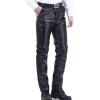 imageYeokou Mens Business Casual High Waist Straight Leg PU Faux Leather Biker PantsBlackstraight Leg