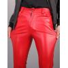 imageYeokou Mens Business Casual High Waist Straight Leg PU Faux Leather Biker PantsRedskinny Leg