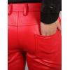 imageYeokou Mens Business Casual High Waist Straight Leg PU Faux Leather Biker PantsRedskinny Leg