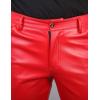imageYeokou Mens Business Casual High Waist Straight Leg PU Faux Leather Biker PantsRedskinny Leg