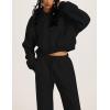imageYeokou Womens Fleece 2 Piece Outfits Sweatsuits Pullover Hoodie Sweatshirt Jogger Pants Tracksuits SetBlack