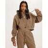 imageYeokou Womens Fleece 2 Piece Outfits Sweatsuits Pullover Hoodie Sweatshirt Jogger Pants Tracksuits SetBrown