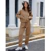 imageYeokou Womens Fleece 2 Piece Outfits Sweatsuits Pullover Hoodie Sweatshirt Jogger Pants Tracksuits SetBrown