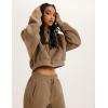 imageYeokou Womens Fleece 2 Piece Outfits Sweatsuits Pullover Hoodie Sweatshirt Jogger Pants Tracksuits SetBrown