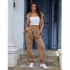 imageYeokou Womens Fleece 2 Piece Outfits Sweatsuits Pullover Hoodie Sweatshirt Jogger Pants Tracksuits SetBrown