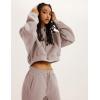 imageYeokou Womens Fleece 2 Piece Outfits Sweatsuits Pullover Hoodie Sweatshirt Jogger Pants Tracksuits SetDustypink