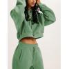 imageYeokou Womens Fleece 2 Piece Outfits Sweatsuits Pullover Hoodie Sweatshirt Jogger Pants Tracksuits SetGreen