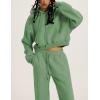 imageYeokou Womens Fleece 2 Piece Outfits Sweatsuits Pullover Hoodie Sweatshirt Jogger Pants Tracksuits SetGreen