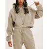 imageYeokou Womens Fleece 2 Piece Outfits Sweatsuits Pullover Hoodie Sweatshirt Jogger Pants Tracksuits SetKhaki