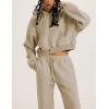imageYeokou Womens Fleece 2 Piece Outfits Sweatsuits Pullover Hoodie Sweatshirt Jogger Pants Tracksuits SetKhaki
