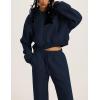 imageYeokou Womens Fleece 2 Piece Outfits Sweatsuits Pullover Hoodie Sweatshirt Jogger Pants Tracksuits SetNavy