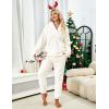 imageYeokou Womens Fleece Pajamas Sets Fluffy Sleepwear Warm Sherpa Pullover Pants with PocketsBeige