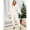imageYeokou Womens Fleece Pajamas Sets Fluffy Sleepwear Warm Sherpa Pullover Pants with PocketsBeige