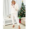 imageYeokou Womens Fleece Pajamas Sets Fluffy Sleepwear Warm Sherpa Pullover Pants with PocketsBeige