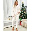 imageYeokou Womens Fleece Pajamas Sets Fluffy Sleepwear Warm Sherpa Pullover Pants with PocketsBeige