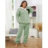 imageYeokou Womens Fleece Pajamas Sets Fluffy Sleepwear Warm Sherpa Pullover Pants with PocketsGreen