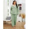 imageYeokou Womens Fleece Pajamas Sets Fluffy Sleepwear Warm Sherpa Pullover Pants with PocketsGreen