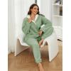 imageYeokou Womens Fleece Pajamas Sets Fluffy Sleepwear Warm Sherpa Pullover Pants with PocketsGreen