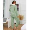 imageYeokou Womens Fleece Pajamas Sets Fluffy Sleepwear Warm Sherpa Pullover Pants with PocketsGreen