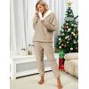 imageYeokou Womens Fleece Pajamas Sets Fluffy Sleepwear Warm Sherpa Pullover Pants with PocketsKhaki