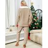 imageYeokou Womens Fleece Pajamas Sets Fluffy Sleepwear Warm Sherpa Pullover Pants with PocketsKhaki
