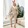 imageYeokou Womens Fleece Pajamas Sets Fluffy Sleepwear Warm Sherpa Pullover Pants with PocketsKhaki