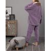 imageYeokou Womens Fleece Pajamas Sets Fluffy Sleepwear Warm Sherpa Pullover Pants with PocketsPurple