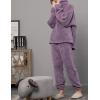 imageYeokou Womens Fleece Pajamas Sets Fluffy Sleepwear Warm Sherpa Pullover Pants with PocketsPurple