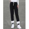 imageYeokou Womens Sherpa Lined Sweatpants Winter Warm Fleece Joggers Casual Lounge PantsBlack
