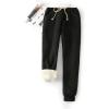 imageYeokou Womens Sherpa Lined Sweatpants Winter Warm Fleece Joggers Casual Lounge PantsBlack