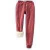 imageYeokou Womens Sherpa Lined Sweatpants Winter Warm Fleece Joggers Casual Lounge PantsWine Red