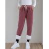 imageYeokou Womens Sherpa Lined Sweatpants Winter Warm Fleece Joggers Casual Lounge PantsWine Red