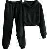 imageYeokou Womens Fleece 2 Piece Outfits Sweatsuits Pullover Hoodie Sweatshirt Jogger Pants Tracksuits SetBlack