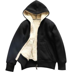 imageYeokou Unisex Boys Girls Kids Winter Sherpa Lined Zip Up Sweatshirt Jacket HoodieBlack