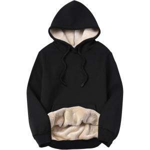 imageYeokou Womens Athletic Hoodies Sherpa Fleece Lined Workout Pullover Winter Warm Thicken SweatshirtBlack