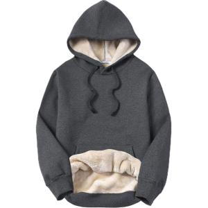 imageYeokou Womens Athletic Hoodies Sherpa Fleece Lined Workout Pullover Winter Warm Thicken SweatshirtDarkgrey