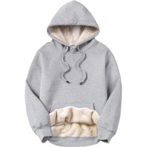 imageYeokou Womens Athletic Hoodies Sherpa Fleece Lined Workout Pullover Winter Warm Thicken SweatshirtLightgrey