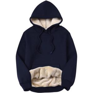 imageYeokou Womens Athletic Hoodies Sherpa Fleece Lined Workout Pullover Winter Warm Thicken SweatshirtNavyblue