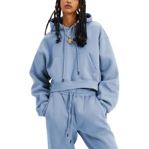 imageYeokou Womens Fleece 2 Piece Outfits Sweatsuits Pullover Hoodie Sweatshirt Jogger Pants Tracksuits SetDustyblue