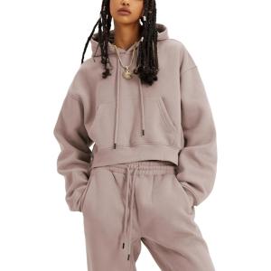 imageYeokou Womens Fleece 2 Piece Outfits Sweatsuits Pullover Hoodie Sweatshirt Jogger Pants Tracksuits SetDustypink