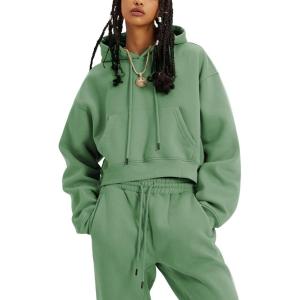 imageYeokou Womens Fleece 2 Piece Outfits Sweatsuits Pullover Hoodie Sweatshirt Jogger Pants Tracksuits SetGreen