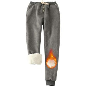 imageYeokou Womens Sherpa Lined Sweatpants Winter Warm Fleece Joggers Casual Lounge PantsDark Grey