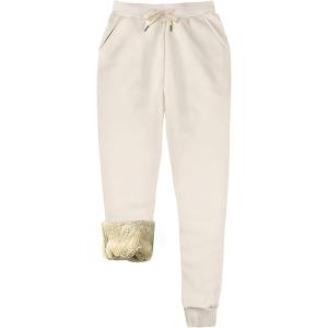 imageYeokou Womens Warm Sherpa Lined Athletic Sweatpants Jogger Fleece PantsBeige