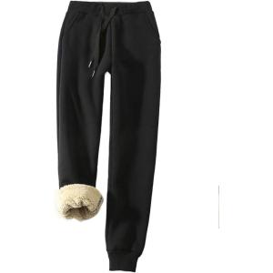 imageYeokou Womens Warm Sherpa Lined Athletic Sweatpants Jogger Fleece PantsBlack