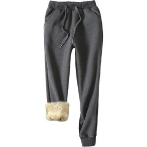 imageYeokou Womens Warm Sherpa Lined Athletic Sweatpants Jogger Fleece PantsGrey